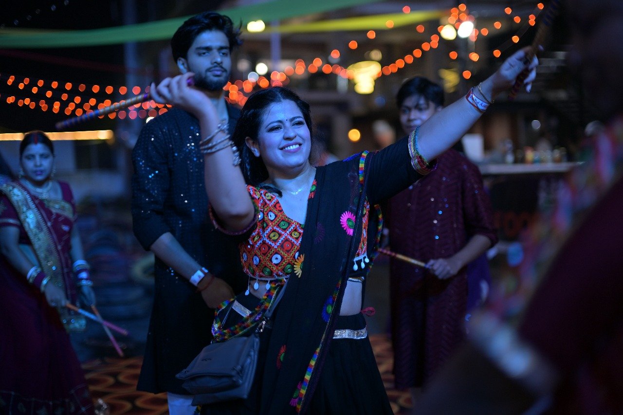 Floral decorations in open garden